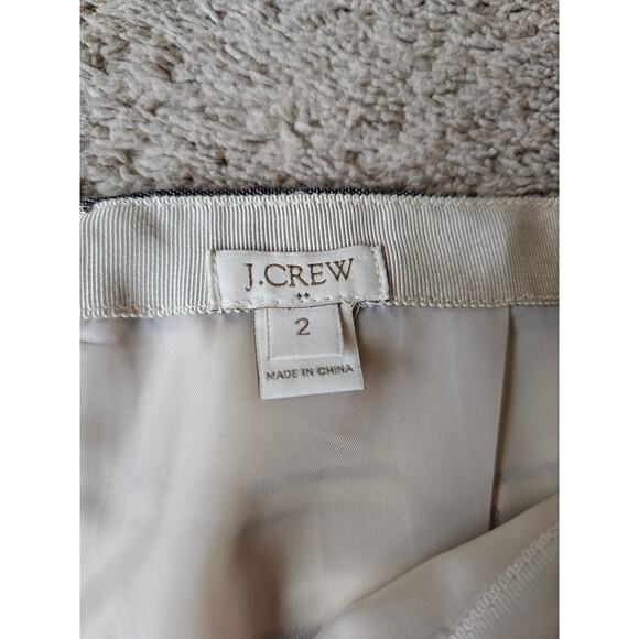 J CREW Striped Mini Skirt Lined Metallic Shimmering Gold blue Size 2 Preppy - Picture 4 of 8